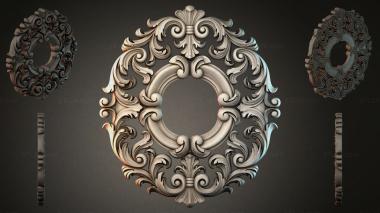 Round decor, rosettes Baroque mirror frame with scrolls and palmettes 3d model