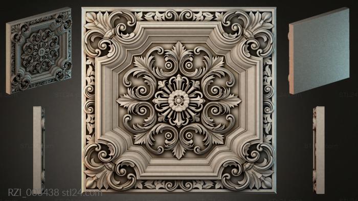 Caisson with acanthus and spirals 3d STL model