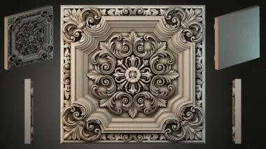 Round decor, rosettes Caisson with acanthus and spirals 3d model