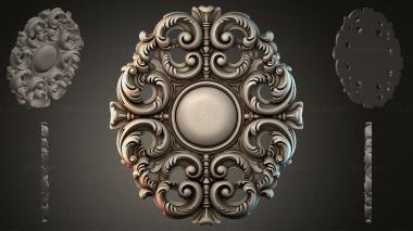 Round decor, rosettes Cartouche with oval medallion and scrolls 3d model