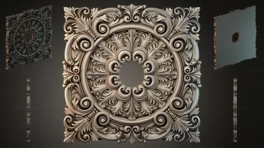 Round decor, rosettes Square panel with acanthus scrolls and volutes 3d model