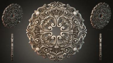 Round decor, rosettes Baroque ornament with volutes and balls for CNC 3d model