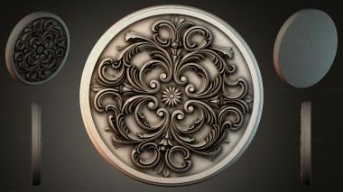 Round decor, rosettes Round rosette with volutes and a floral center 3d model