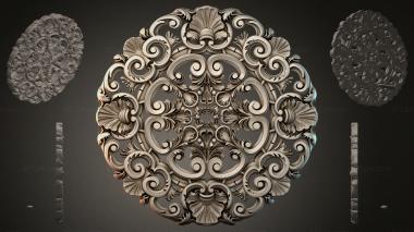 Round decor, rosettes Round rosette with scrolls and shells 3d model