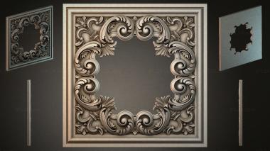 Round decor, rosettes Frame with acanthus scrolls and spiral cartouches 3d model