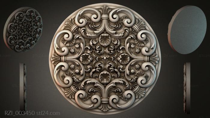 Round rosette with acanthus scrolls and palmettes 3d STL model