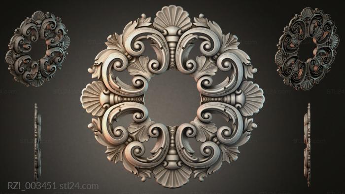 Spiral cartouche with volutes and shells 3d STL model