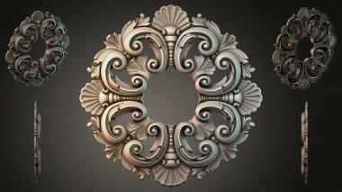 Round decor, rosettes Spiral cartouche with volutes and shells 3d model