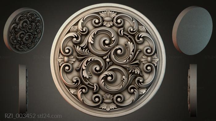 Round panel with volutes and shells 3d STL model