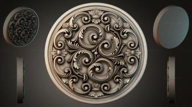 Round decor, rosettes Round panel with volutes and shells 3d model