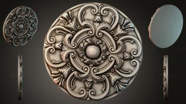 Round decor, rosettes Round rosette with volutes and a central sphere 3d model