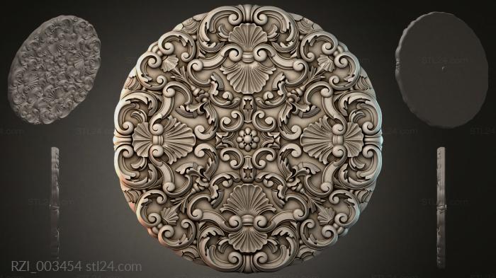 Round rosette with volutes and shells 3d STL model
