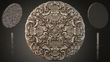 Round decor, rosettes Round rosette with volutes and shells 3d model