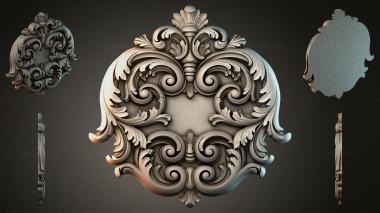 Round decor, rosettes Baroque cartouche with scrolls and acanthus 3d model