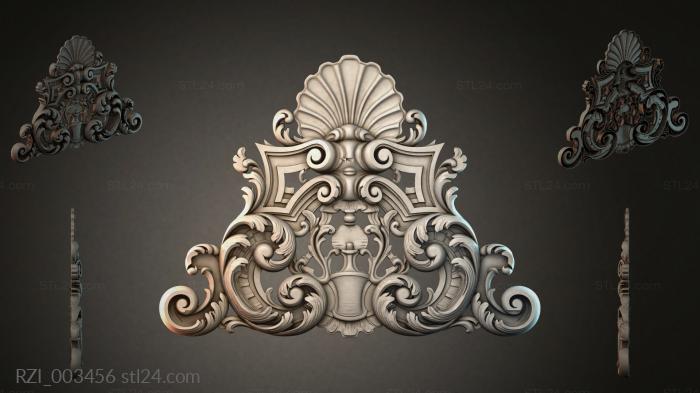 Cartouche with shell and baroque scrolls 3d STL model