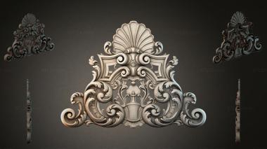 Round decor, rosettes Cartouche with shell and baroque scrolls 3d model
