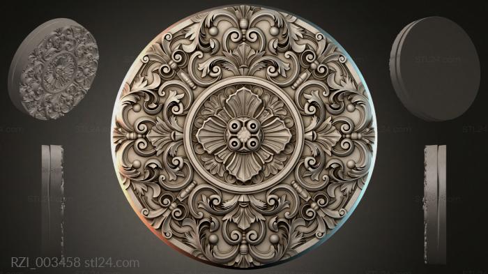 Round rosette with volutes and shells 3d STL model