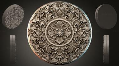 Round decor, rosettes Round rosette with volutes and shells 3d model