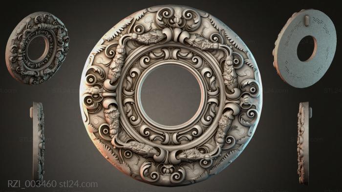 Round rosette with volutes and floral ornament 3d STL model
