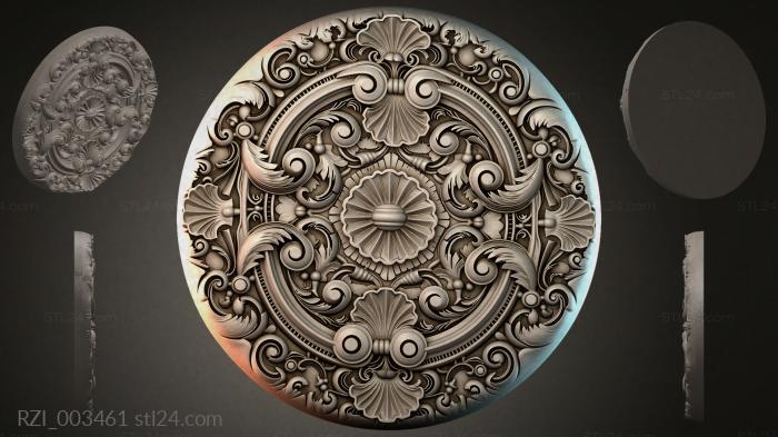 Round rosette with scrolls and shells 3d STL model