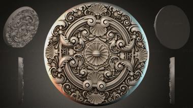 Round decor, rosettes Round rosette with scrolls and shells 3d model