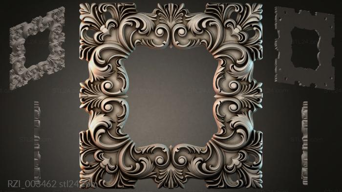 Square cartouche with acanthus scrolls 3d STL model