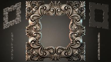 Round decor, rosettes Square cartouche with acanthus scrolls 3d model