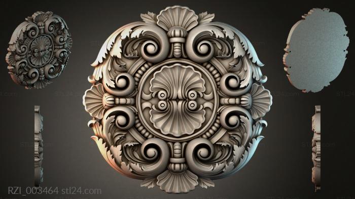 Round rosette with volutes and shells 3d STL model