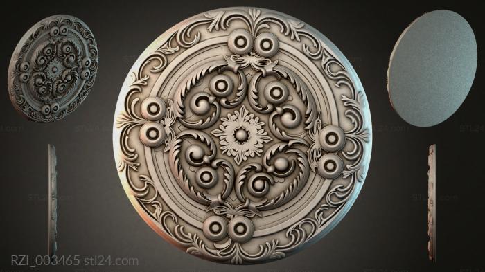 Round rosette with curly acanthus and spherical beads 3d STL model