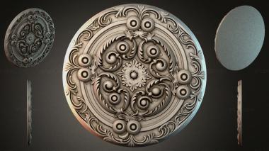 Round decor, rosettes Round rosette with curly acanthus and spherical beads 3d model