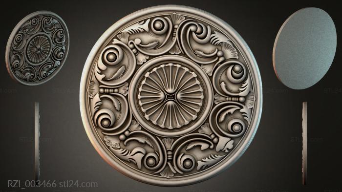 Round rosette with acanthus and spirals 3d STL model