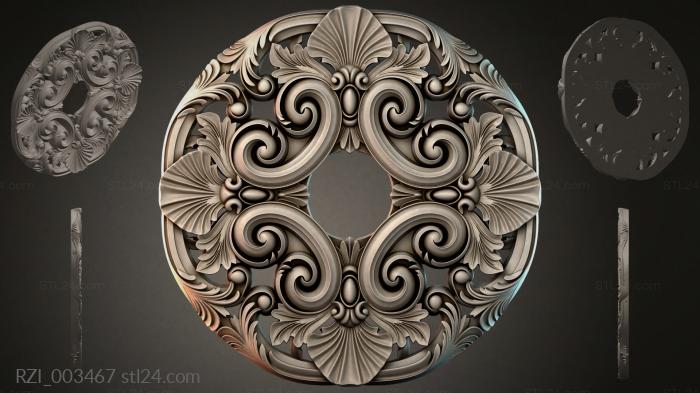Rosette with volutes and acanthus leaves 3d STL model