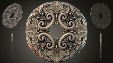 Round decor, rosettes Rosette with volutes and acanthus leaves 3d model