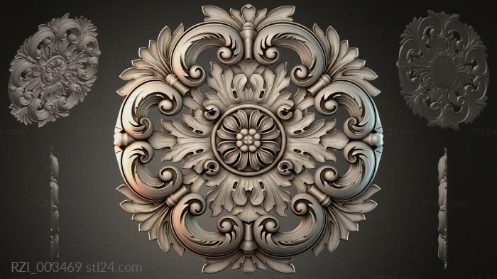 Square rosette with acanthus and spiral volutes 3d STL model