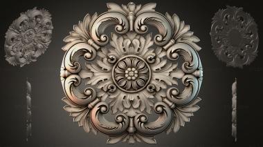 Round decor, rosettes Square rosette with acanthus and spiral volutes 3d model