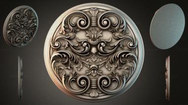 Round decor, rosettes Round medallion with volutes and acanthus leaves 3d model
