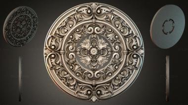 Round decor, rosettes Round ceiling rose with acanthus scrolls and a floral center 3d model