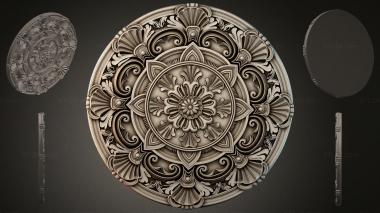 Round decor, rosettes Round rosette with a floral medallion and swirls 3d model