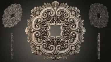 Round decor, rosettes Square rosette with volutes and acanthus leaves 3d model