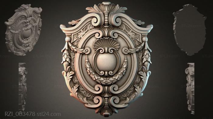 Cartouche with ball and volutes 3d STL model