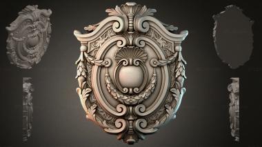 Round decor, rosettes Cartouche with ball and volutes 3d model