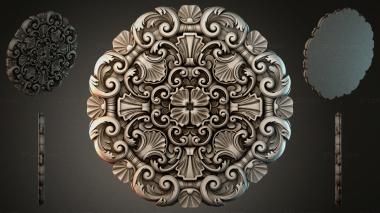 Round decor, rosettes Ornament with scrolls and shells 3d model