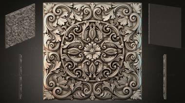 Round decor, rosettes Square panel with climbing acanthus and central flower 3d model