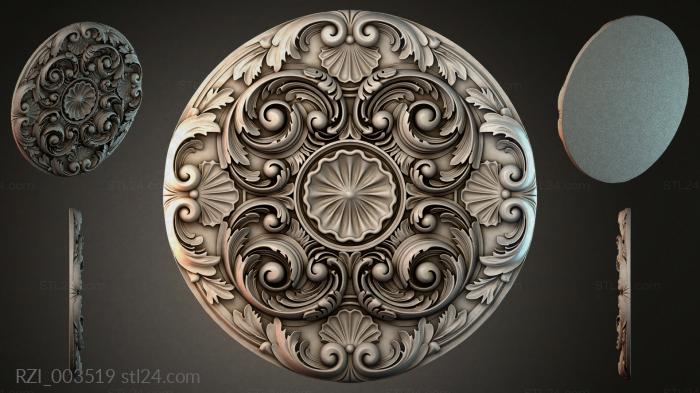Круглый декор, розетки (RZI_003519) 3D модель для ЧПУ станка