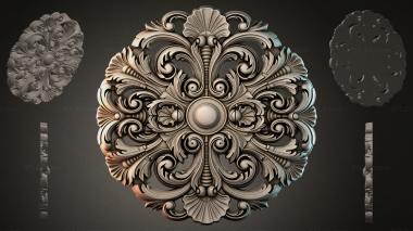 Round decor, rosettes Round rosette with volutes and a central sphere 3d model
