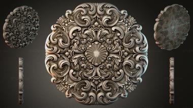 Round decor, rosettes Panel with swirls and a floral rosette 3d model