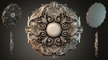 Round decor, rosettes Ceiling rosette with volutes and a spherical center 3d model