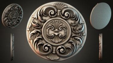 Round decor, rosettes Round rosette with volutes and shell ornament 3d model