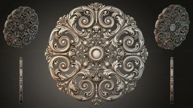 Round decor, rosettes Panel with volutes and acanthus leaves 3d model