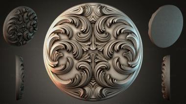 Round decor, rosettes Round rosette with acanthus scrolls and symmetrical ornament 3d model